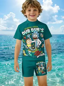 Boys' Comfortable Skin-Friendly Swimwear, Baby Toddler Beach Vacation Swimming Gear, Asymmetrical Design, Slim Fit Shorts