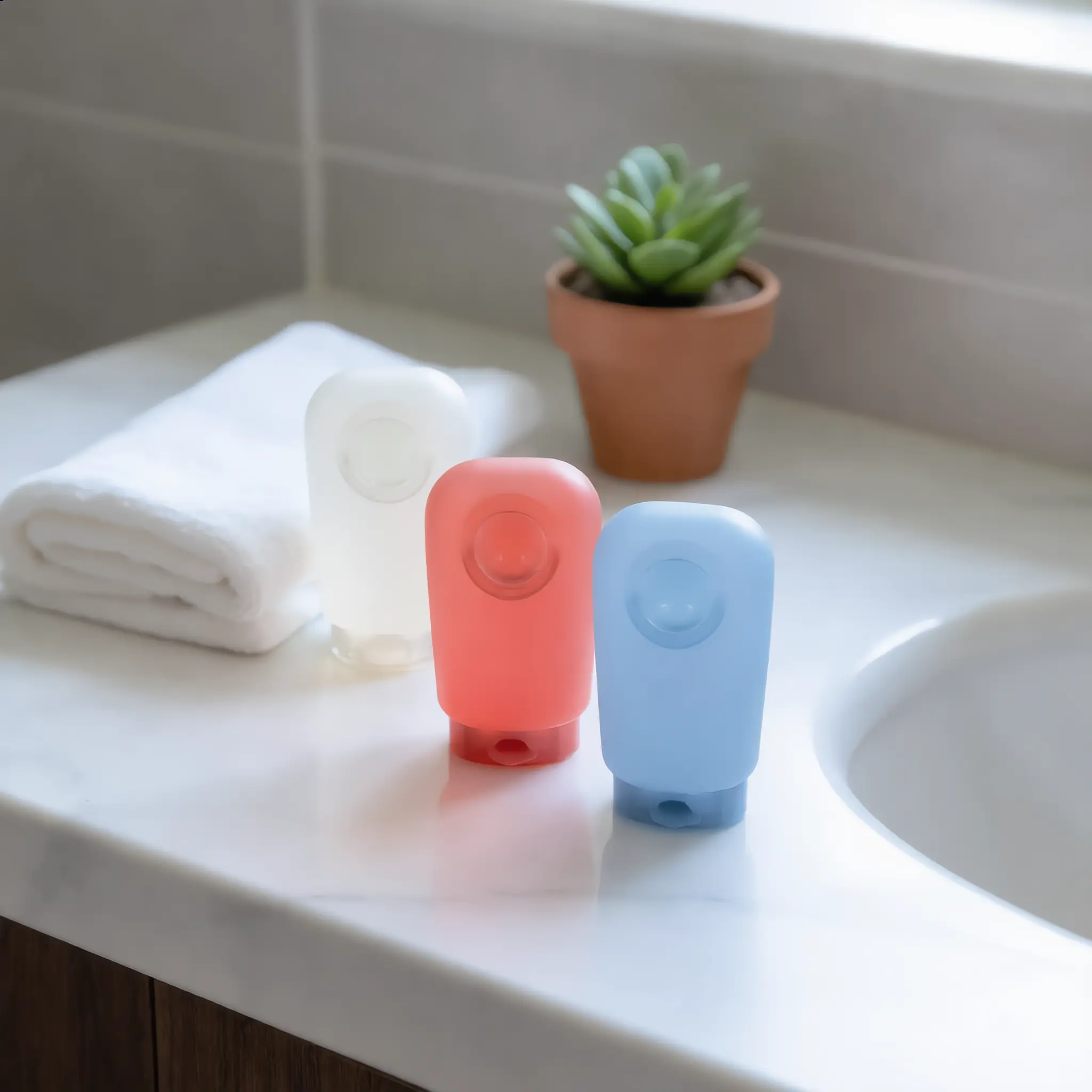 Lightweight Silicone Refill Bottle, 1-Pack 3oz Leak-Proof Squeeze Container, TSA-Approved for Travel & Kitchen Use, with Strong Suction Cup for Lotion Storage