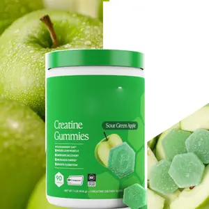 Create Creatine Monohydrate Gummies for Men & Women, Boost Focus, Strength, and Endurance, Anti-Melting Formula, Vegan, Gluten-Free, Non-GMO, 1.5g of Creatine per Gummy (Sour Green Apple)