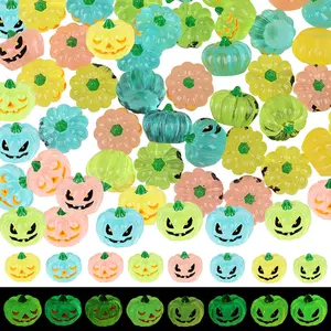 56pcs Mini Luminous Resin Pumpkins Glow in the Dark Halloween Figurines for Party Table Decor Fall Crafts & Decorations