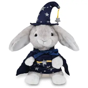 SUPER SOFT PLUSH - GREY RABBIT WITH WIZARD DRESS UP