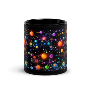 Neon Atomic Structures: Futuristic Science Molecules Coffee Mug with Electric Vibes