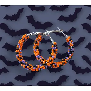 Authentic Beaded Wire Wrapped Hoop Earrings Happy Halloween 🎃