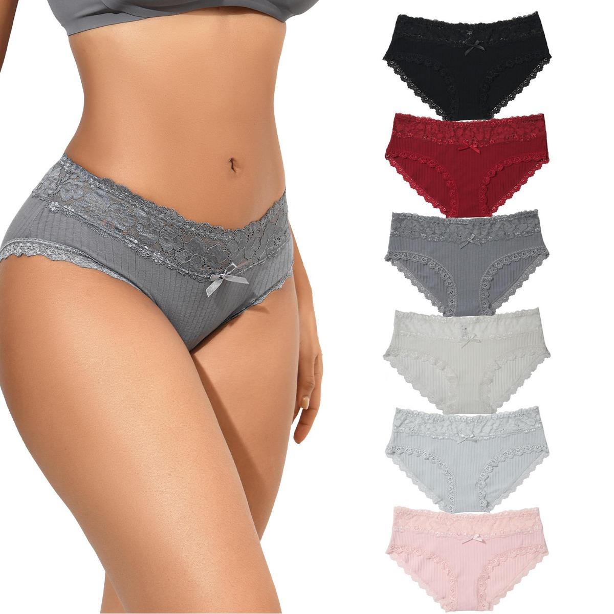 LEVAO Cotton Underwear for Women Breathable Lace Bikini Panties Women's Hipster Underpants S-XL 6 Pack SpringStatements