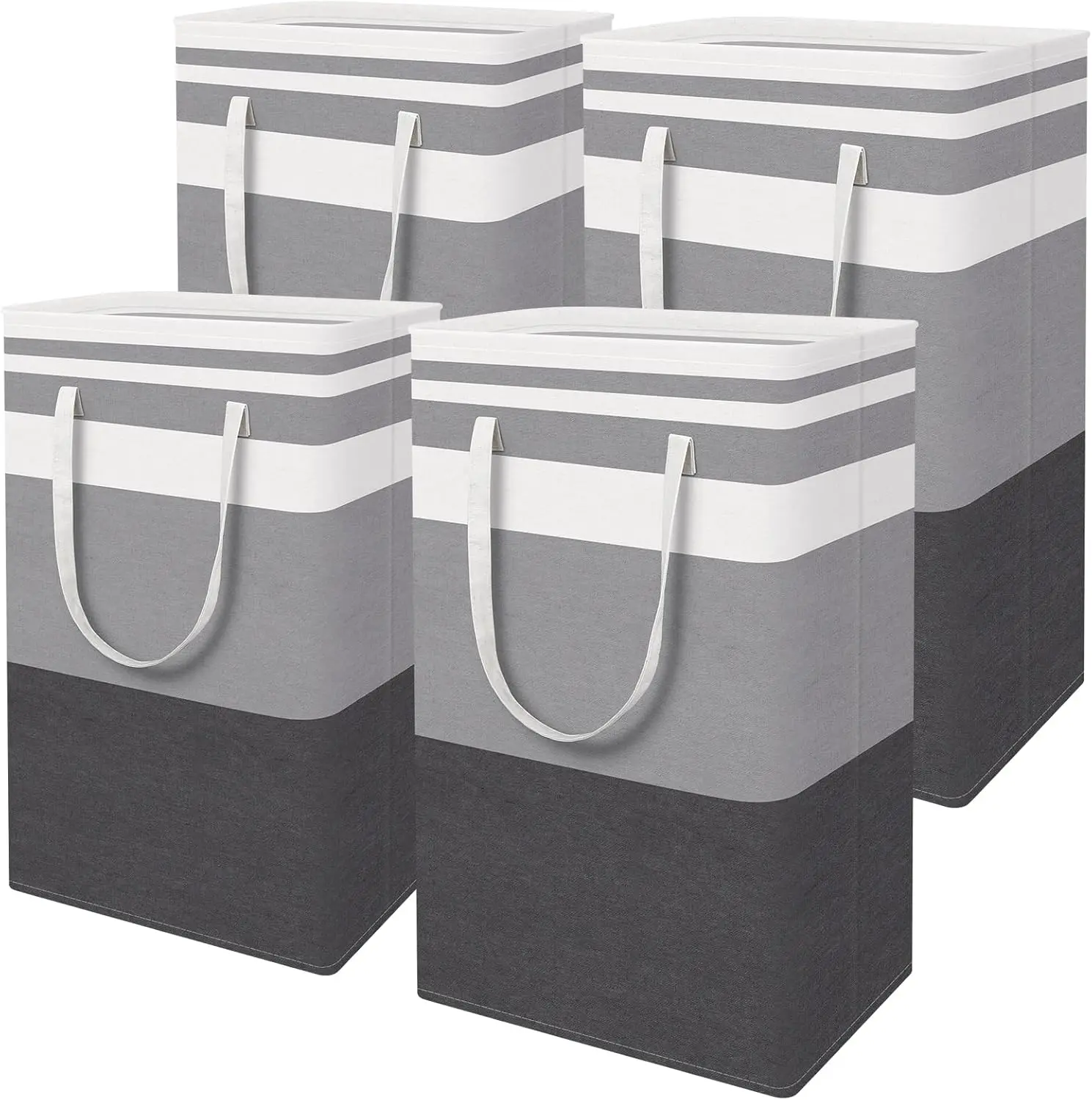 High-Capacity Rectangle Clothes Basket Hamper - 75L Gradient Grey Casual Storage Basket, Collapsible Waterproof Freestanding, Easy to Clean, Portable with Carry Handles, 1-4 Pieces for Bedroom, Dorm