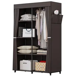 Portable Closet Wardrobe Organizer Storage with Cover Non-Woben Fabric Portable Wardrobe Closet for Hanging Clothes Racks Shelving 34 Inch for Bedroom, Coffee Deals For You Days