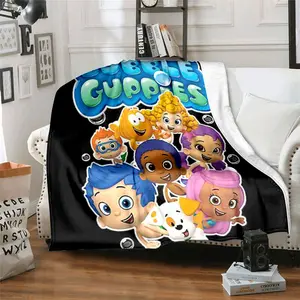 Bubble Guppy English animation06 Patterned printed blanket, blanket for the living room, bedroom and office lunch break, portable blanket suitable for all four seasons, holiday gift for family and