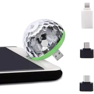 USB Party Lights Mini Disco Ball,Led Small Magic Ball Sound Control DJ Stage Light Colorful Strobe RGB Lamp for Christmas/Brithday/Wedding/Club/Karaoke Decorations,Suitable for Mobile Phones