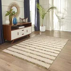 Lush Decor LHASA Indoor Hand Woven Wool Thick Area Rug - Transitional Stripe Global Multicolor  (Stripe)