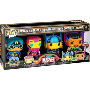 Funko Pop! Marvel: Blacklight - Captain America - 4PK - Marvel Comics - Collectible Vinyl Figure - Gift Idea - Official Products - Toys for Kids and Adults