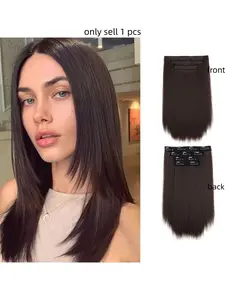 Women's Hairpiece Set, 4 Pieces, 14 Inches Short Straight Hair, Invisible Thickened Hairpiece, Synthetic Fiber Material, Invisible Hair Extensions
