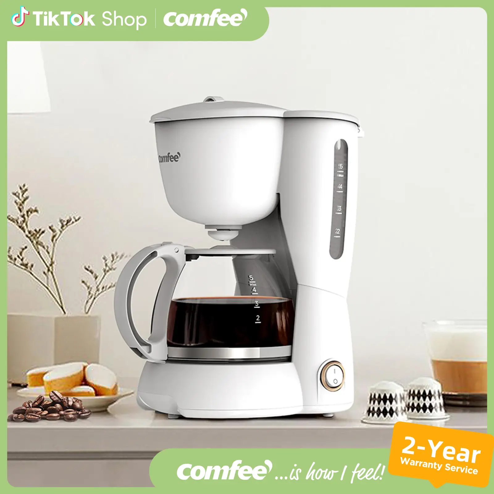 Comfee Precision Drip Coffee Maker - 21oz High Borosilicate Glass Kettle, Deals for you Days, gift, Quick Brew Technology, ±203°F Optimal Heat Control