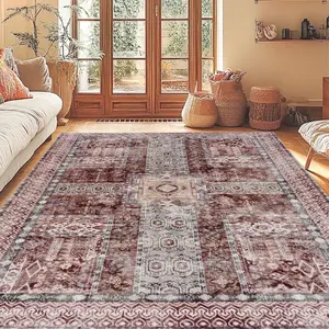 JAKOLIVE Cross Rust Red Tapestry Floor Carpet with Versatile Home Decor, Machine Washable, Suitable for Living Room, Bedroom, Hall, Bathroom, Kitchen, Laundry Room Eye-Catching Artistic Abstract Area Rug for Living Room