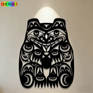 1pc Tribal Bear Metal Wall Art,Tribal Bear Statue Mural, Ideal Gift for New Year, Christmas, Tribal Decor Enthusiasts, Rust-Resistant Metal Wall Decor Wall Sculptures, Perfect for Living Room Wall & Garden Fence, Unique Home & Outdoor Decor Accent
