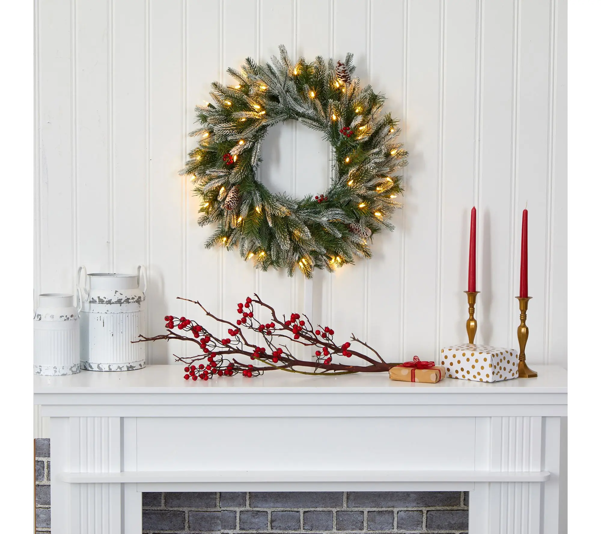 Nearly Natural 24" Snowed Christmas Wreath Nearly Natural 24" Snowed Christmas Wreath