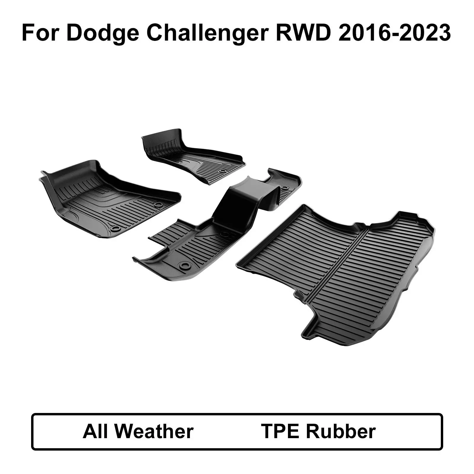 AOMSAZTO 4Pcs Custom Fit TPE Rubber Floor Mats & Cargo Liners,Vehicle Accessories for Dodge ram 2015-2023 RWD Challenger, All-Weather Anti-Skid Car Interior Kit,, Car Interior Accessory, Accessories For Car