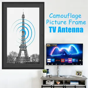 TV Antenna for Smart TV Indoor, Christmas Picture Frame 10x14 inch Digital Indoor HD Antennas, Long Range Reception for Local Channels 4K 1080P, 16.5ft Long Cables, Easy Installation for Wall or Tabletop Display, Ideal Gifts for Christmas Party