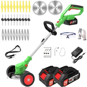 Cordless Weed Wacker Eater Electric  , 21V Lightweight Weed Trimmer Edger Lawn Tool with 2 count 2000mAh , 3 in 1 Stringless Grass Trimmer/Edger/Brush  for Garden Yard Lawn