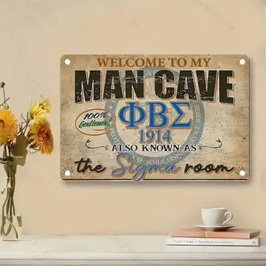 Phi Beta Sigma 1914 Letter Iron Metal Sign, Personalized Plaque, Welcome To Man Cave Sign, Wall Decor for Home Living Room Bedroom, Home Decor