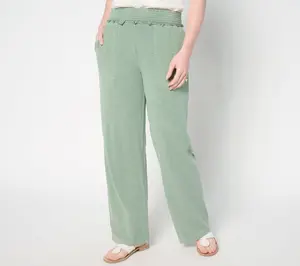 AnyBody Tall Slub Jersey and Gauze Mixed Wide Leg Pants