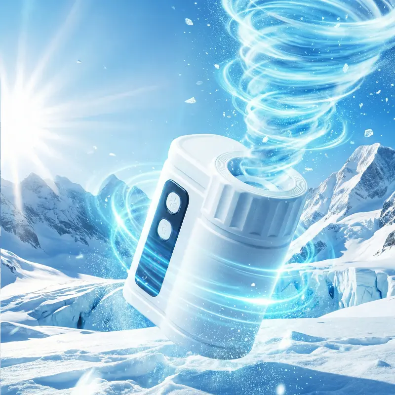 FUDUOO Portable Handheld High Speed Fan, 5 Adjustable Wind Speeds, Innovative Waist-Clip Design, Lighting Design, Travel Vacation Essentials ＆ Outdoor Activities  cool fan,Perfect Gift.