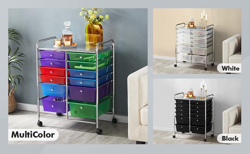 【Heavy Duty】Yaheetech Multiple Drawers Rolling Storage Cart, Multipurpose Organizer Rolling Utility Cart, Easy Assembly Effortless for Mobility Office/Home/School/Beauty Salon Use