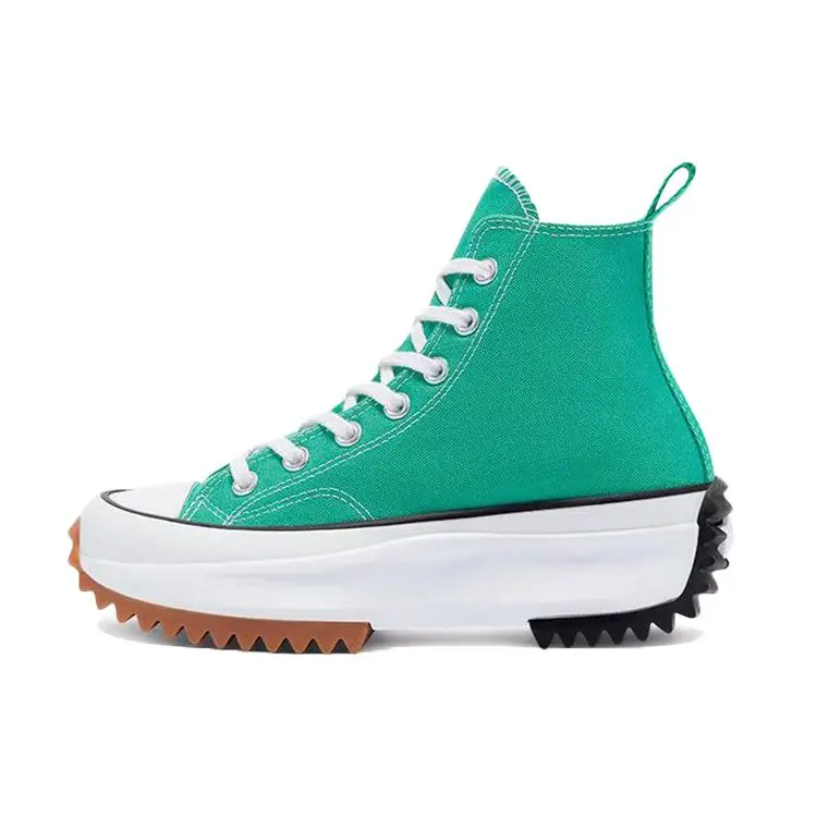 Women's Converse Run Star Hike High-Top Canvas Sneaker - Unisex Casual Trainer Footwear, Green Cowhide Upper, OrthoLite Insole, Textured Outsole, Comfortable Versatile Flats