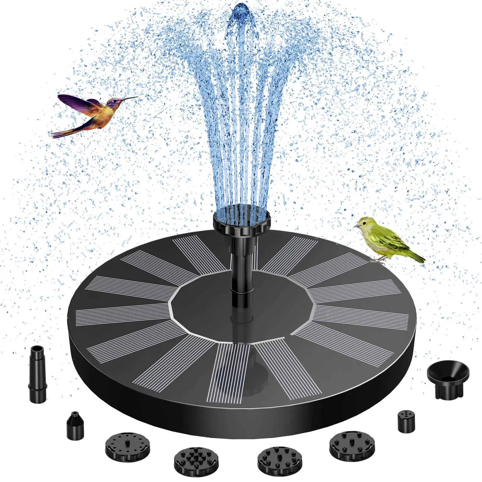 Solar Fountain, Solar Fountain with Accessories, Portable Floating Solar Pump, Outdoor Water Feature for Garden, Pond & Swimming Pool