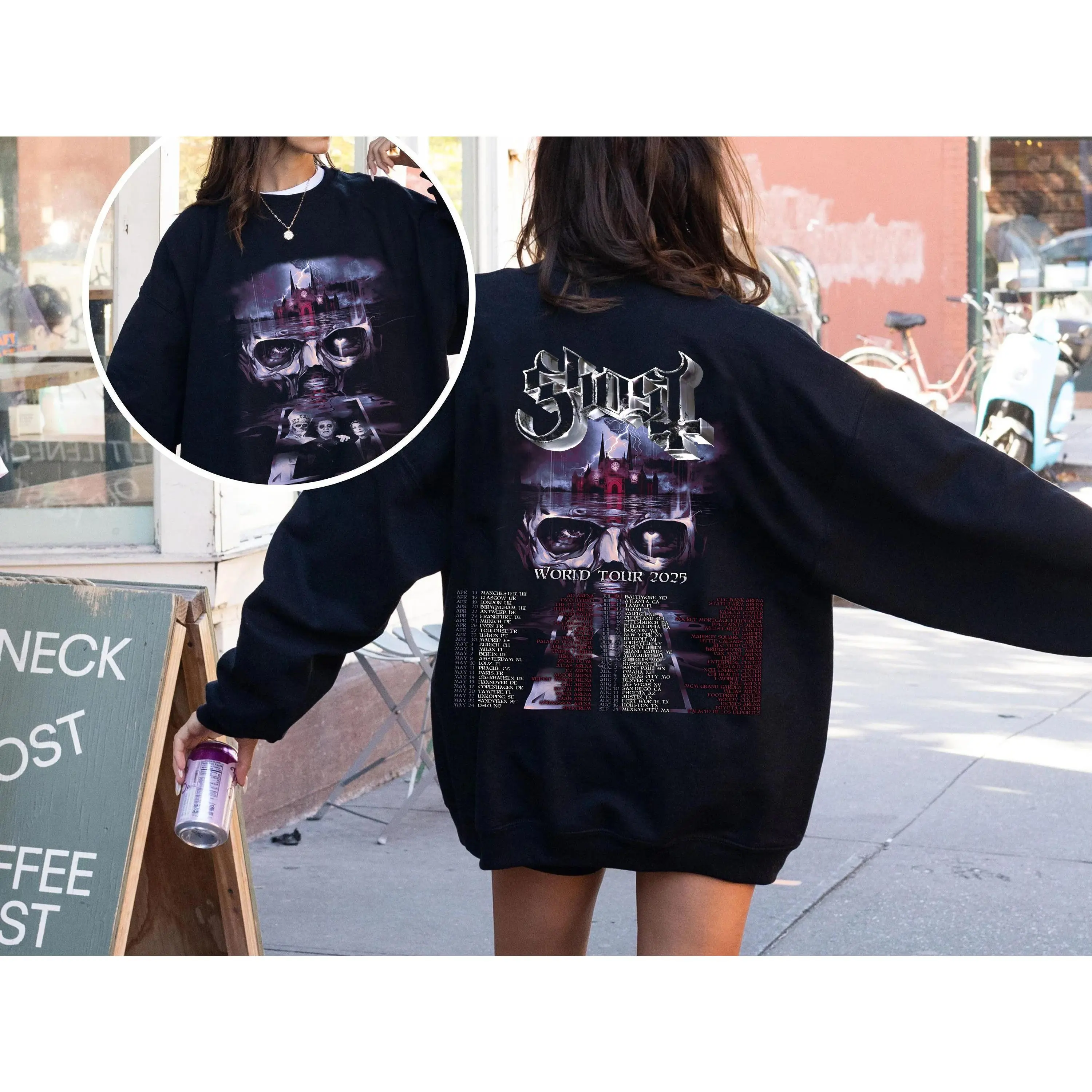 Ghost Band Shirt Ghost World Tour 2025 Sweatshirt Rock Concert 2025 Hoodie Ghost Band Merch Gift For Fans Men Women
