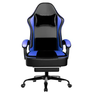 Ergonomic Gaming Chair with Pocketed Springs - 350LBS Heavy Duty Gamer Chair, 155° Recline with Footrest, Breathable PU Leather Office Gaming Chair for Work & Play