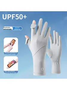 1 pair of women's ice silk sunscreen gloves, thin design, suitable for riding electric motorcycles, UV protection, non-slip, touchscreen compatible, cycling gloves