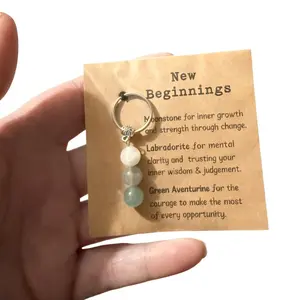 Creative Natural Crystals Keychain Gift for New Beginnings, New Job, Graduation, Small Healing Stones Keychain for Anxiety Relief. Healing Crystals Christmas Gift