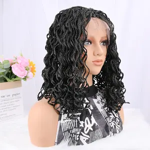14 Inch Full Lace Braided Wigs Short Braids Bob Wig With Baby Hair Curly Hair Lace Front Wigs 150% Density Synthetic Knotless Box Braids Wig Boho Braided Lace Wig For Women Summer Daily Party Christmas Wear