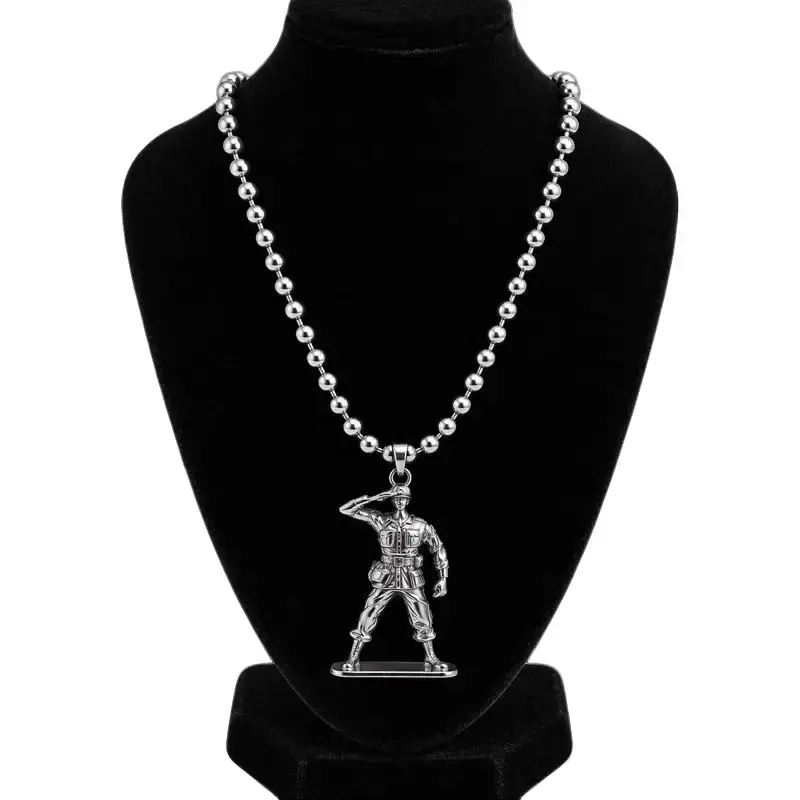 Vmess Military Salute Ball Chain Necklace
