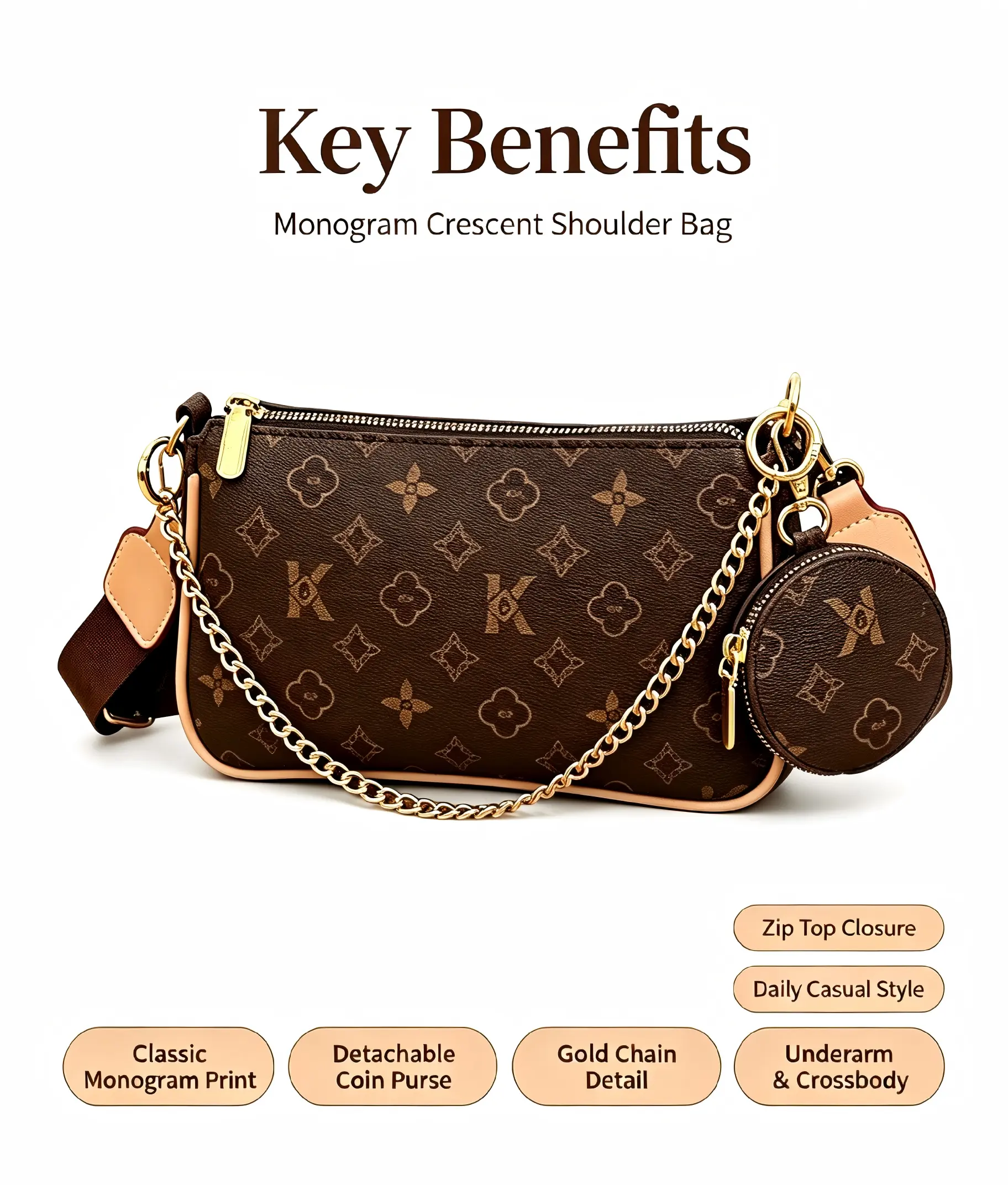 Women's Vintage Quilted Crossbody Bag, Faux Leather Elegant Shoulder Bag with Adjustable Chain Strap and Buckle Flap, Casual Crossbody Bag