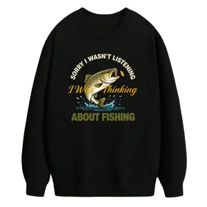 Long Sleeve Funny Fishing Sweatshirt – Trout Print with 'Sorry I Wasn't Listening' Quote