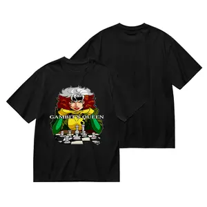 Gambit Queen & Rogue Chess Pattern Graphic T-Shirt, Unisex Pre-Shrunk Cotton Loose Round Neck Casual Tee, Ideal for Birthday & Father's Day Gifts