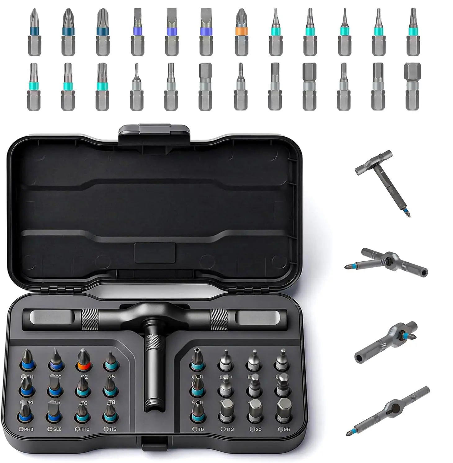 2026 New Compact Portable Home Repair Tool Kit - 24-in-1 Switchable Magnetic Screwdriver, Multi-Function Ratchet Tool Set for DIY, Auto Repairs, Dad's Garage (Christmas Present)
