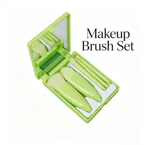 Cute Mini 5-in-1 Makeup Brush Collection, Ultra Soft Skin-Friendly Synthetic Bristles, Portable Travel Multi-Functional Brushes for Blush Eyeshadow and Blending