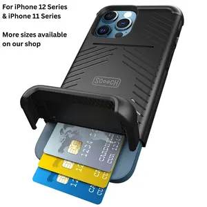 For iPhone 11/12 Series: Scooch Wingmate Hidden Wallet Case with Card Holder (Up to 4 Cards and Cash) with Magnetic Car Mount Feature and Kickstand Feature, Protective and Shockproof for Up to 10-Foot Falls, Military Grade Protection