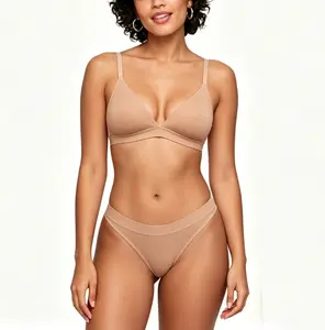 Women's Inbarely Triangle Bralette Plunge Unlined Seamless Bra No Underwire Sexy Comfortable Everyday