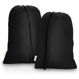 2 Pack Heavy Duty Large Laundry Bag 28x45 inch Extra Hamper Bag Dirty Clothes Organizer Drawstring Cloth Laundry Bag for Travel Camp Home College Dorm Drying Do Not Exceed 176 ℉   Black