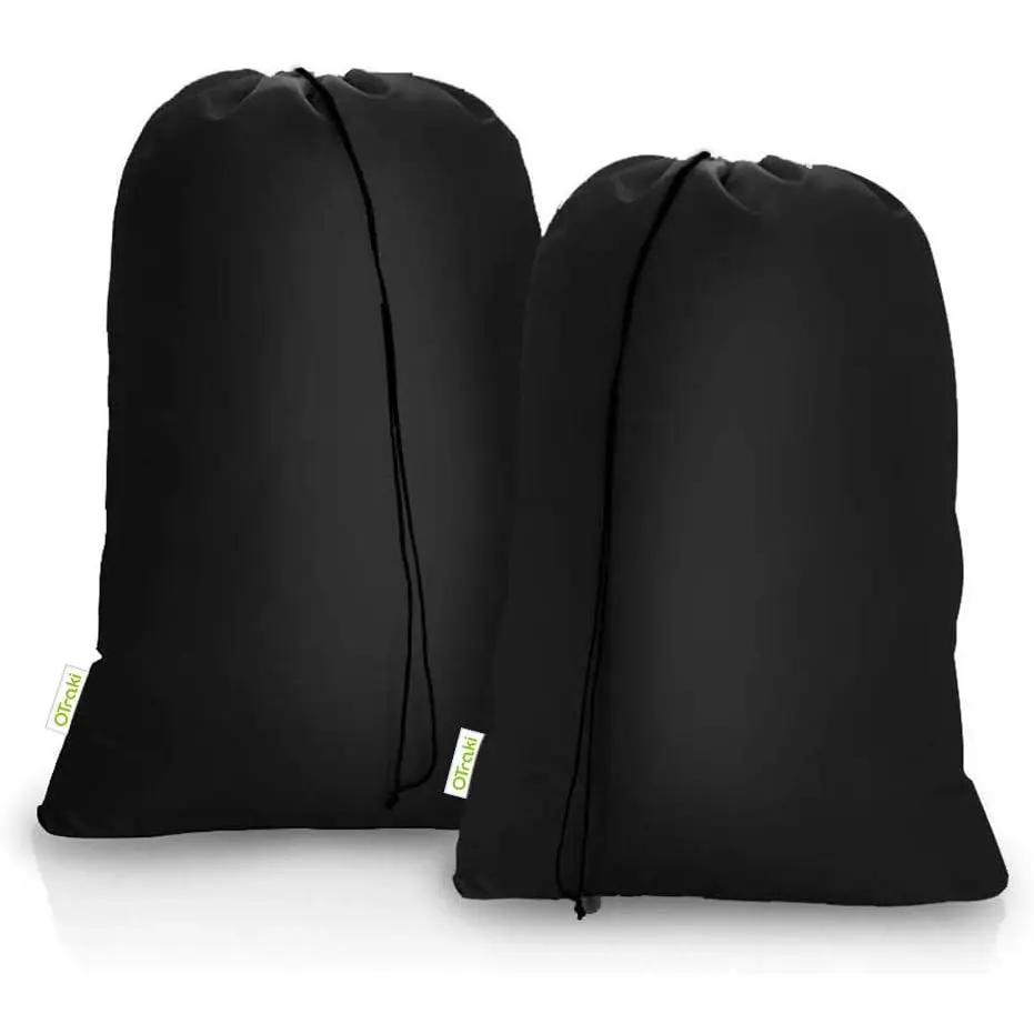 2 Pack Heavy Duty Large Laundry Bag 28x45 inch Extra Hamper Bag Dirty Clothes Organizer Drawstring Cloth Laundry Bag for Travel Camp Home College Dorm Drying Do Not Exceed 176 ℉   Black