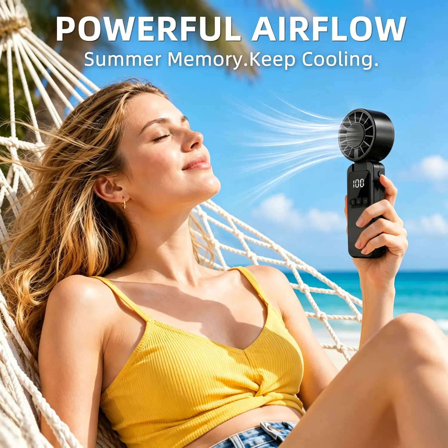 Turbo Handheld Fan – 199-Speed 6000mAh Super Powerful Rechargeable USB Cooling Beast, LED Display Foldable Mini Air Conditioner, Instant Ice-Cool Relief for Summer Heat, Travel & Outdoor Survival,summerwins