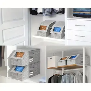 1 piece large-capacity foldable stackable dustproof hat storage box; underwear storage box; toy storage bin; bedroom storage organizer; space-saving; collapsible multifunctional storage bins; storage organization; cool room items; boujee home accessories