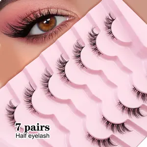 7 Pairs Natural False Eyelashes, Soft Reusable, Voluminous Effect, Y2K Style 3D Fluffy, Long-Lasting Cat Eye Look, Ideal for Beginners, Makeup, Cosmetic