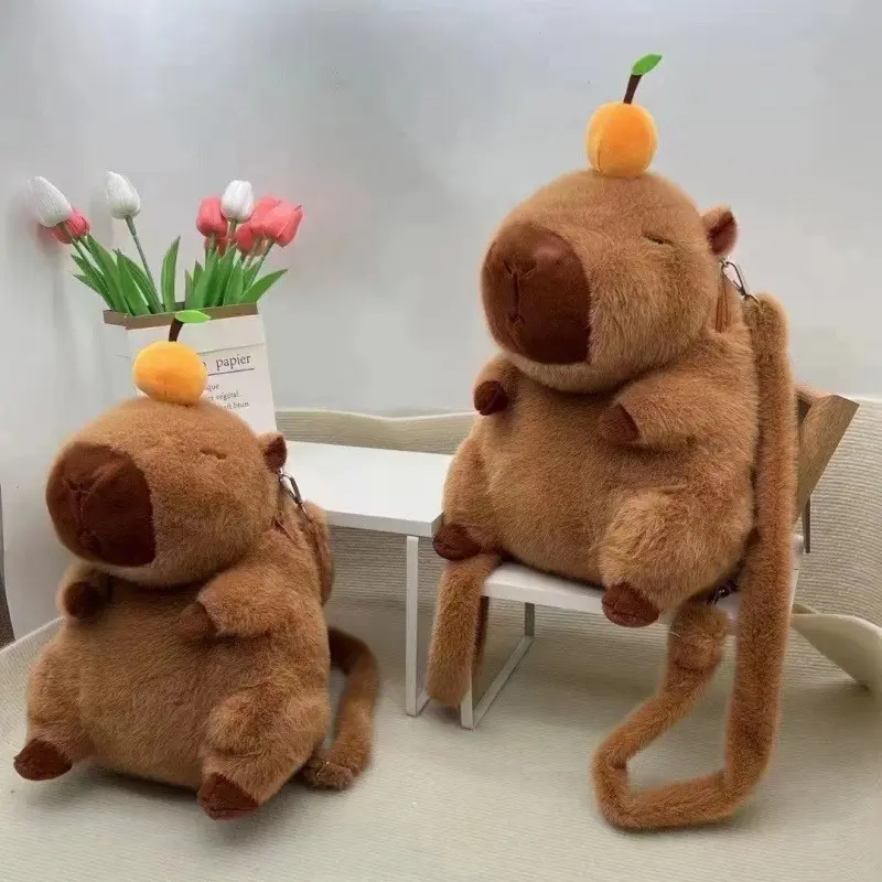 Cute Capybara Plush Doll Backpack, 3D Stuffed Animal Shoulder Bag, Lovely Travel Bag for Girls, Adorable Design, Perfect Gift