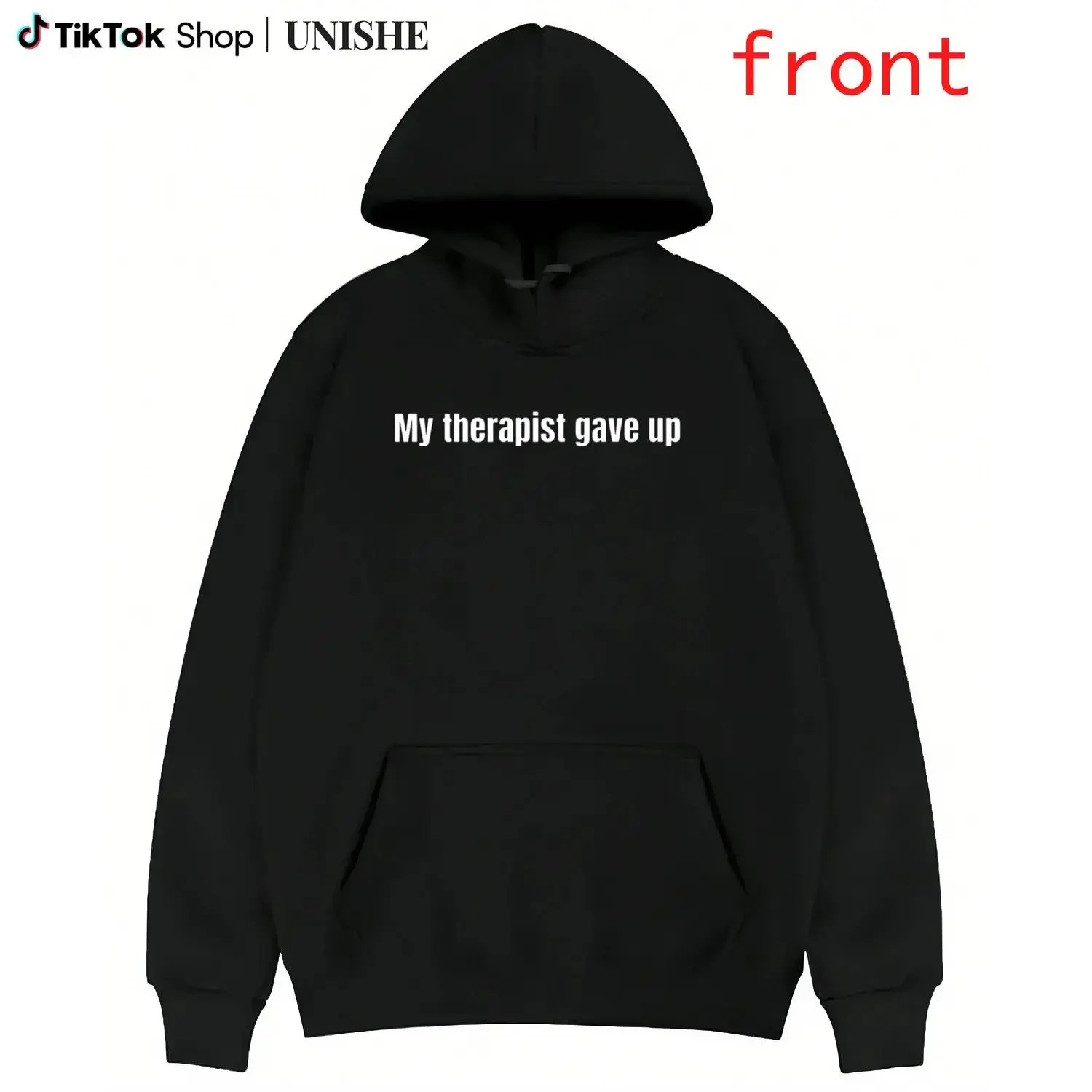 Women's Oversized Fleece Hoodie, Casual Streetwear Pullover with Long Sleeves and Funny "My Therapist Gave Up" Graphic Top, Long Sleeve
