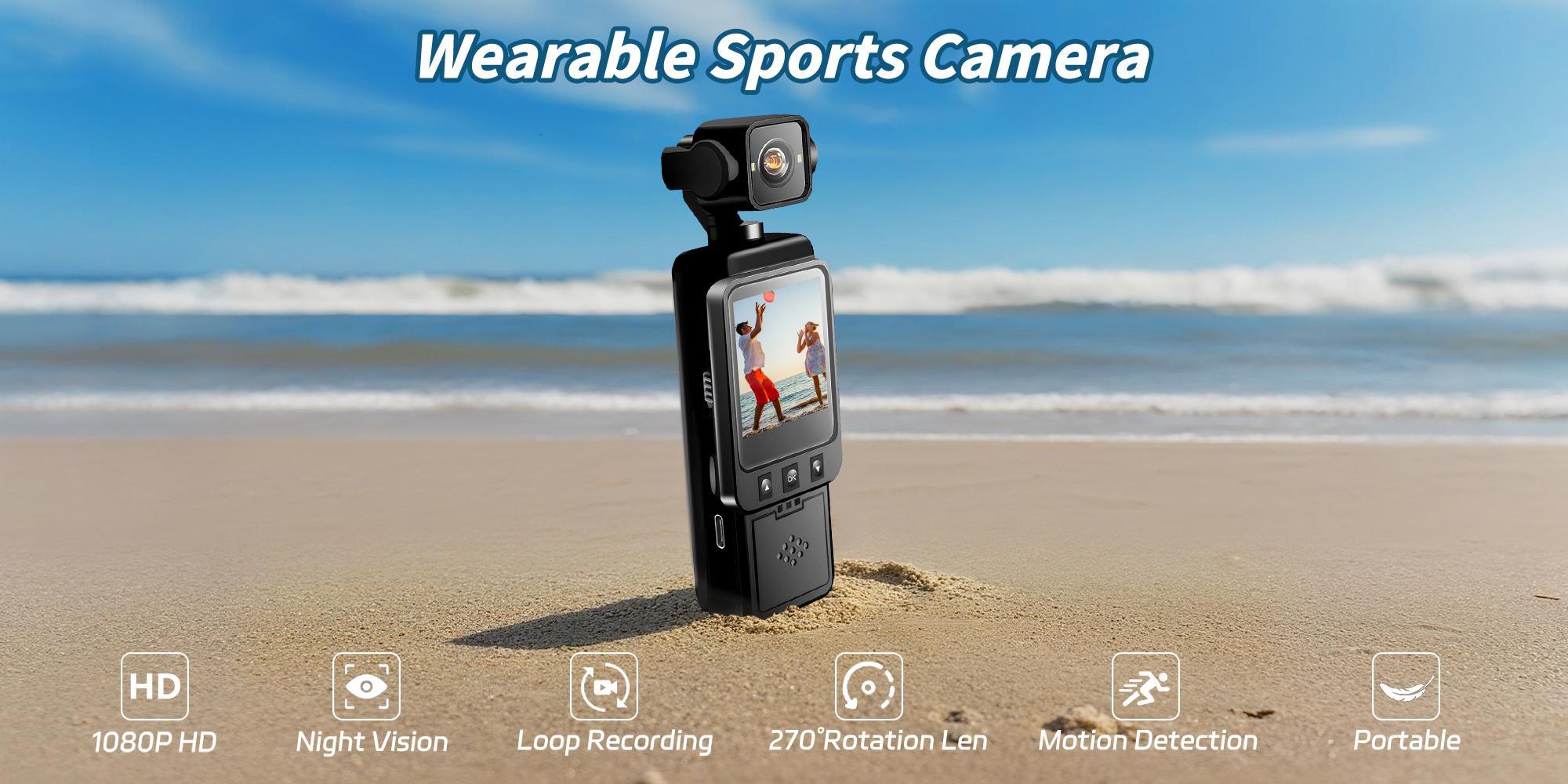 Upgraded 2.0 HD 1080P Portable Pocket Sports Camera – Ideal for vlogging, sports, outdoor travel, and daily use; features 6x zoom and wide-angle shooting; wireless vlogging camera for video recording.
