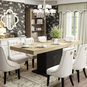 FUFU&GAGA 78.7"W Extendable Table Dining Table Meeting Table Working Station Modern Corner Desk Adjustable Height Desk Home Office Chair Ergonomic Office